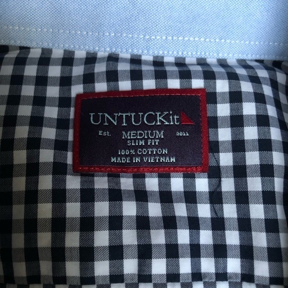 UNTUCKIT Gingham Button Down Shirt M - Picture 4 of 4